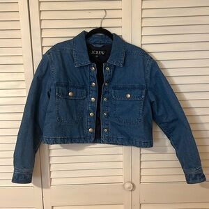 J Crew Quilted Cropped Denim jacket